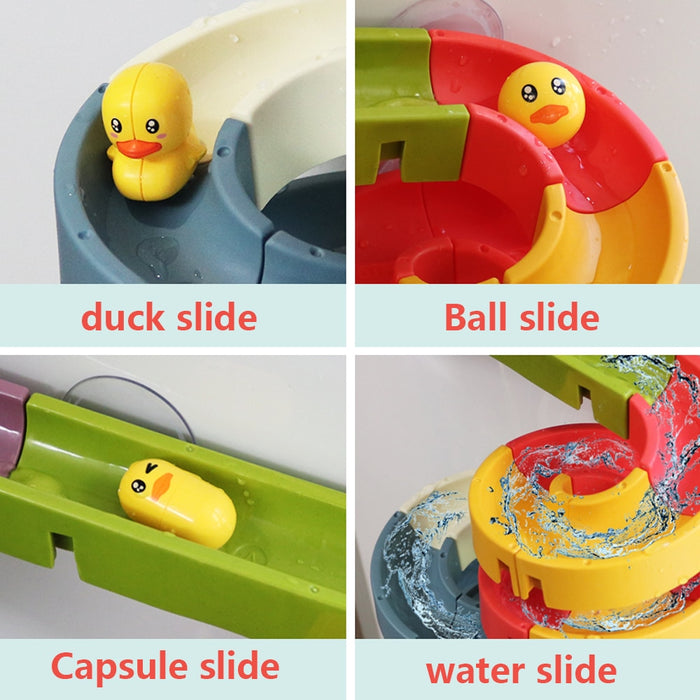 Kid DIY Small Duck Slide Toy Children Bath Track Toy Cute Slide